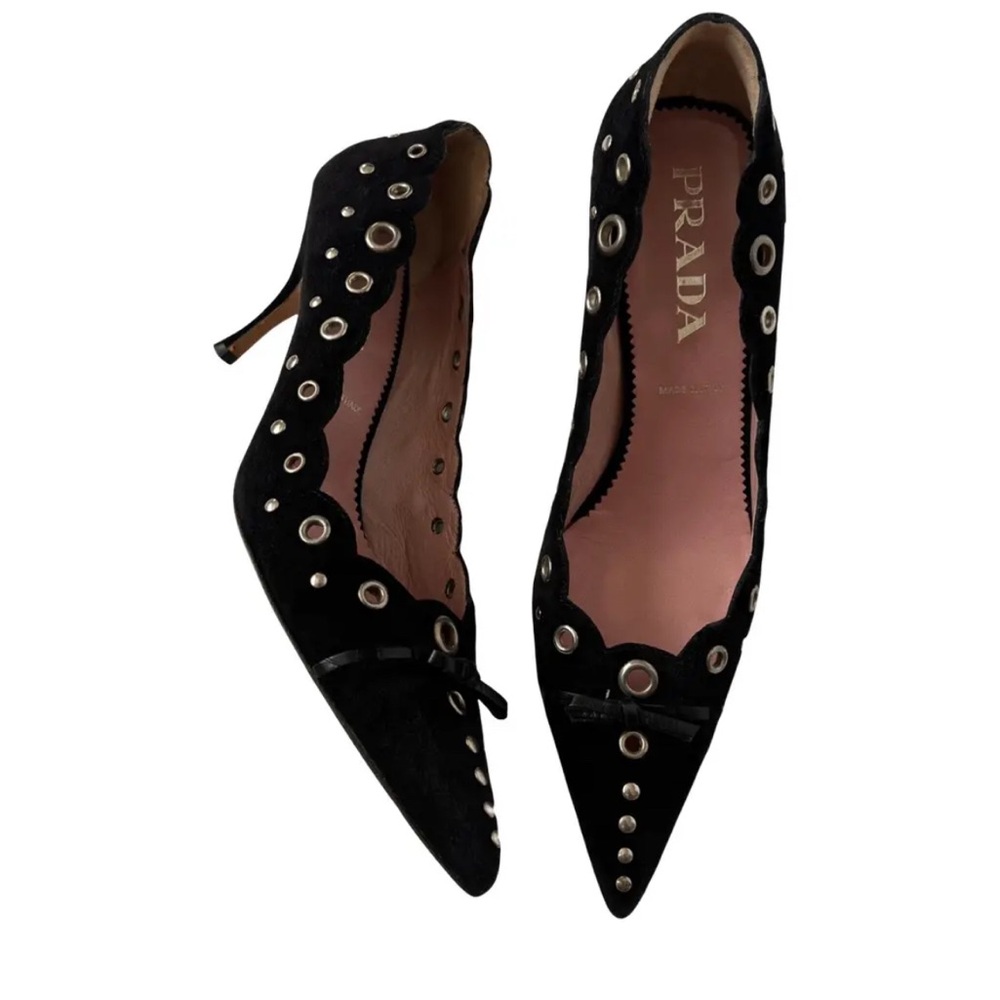 Prada Kitten Suede Heels (Black)
